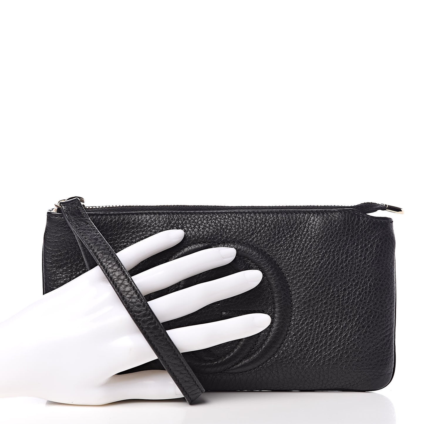 Pebbled Calfskin Soho Wristlet Black