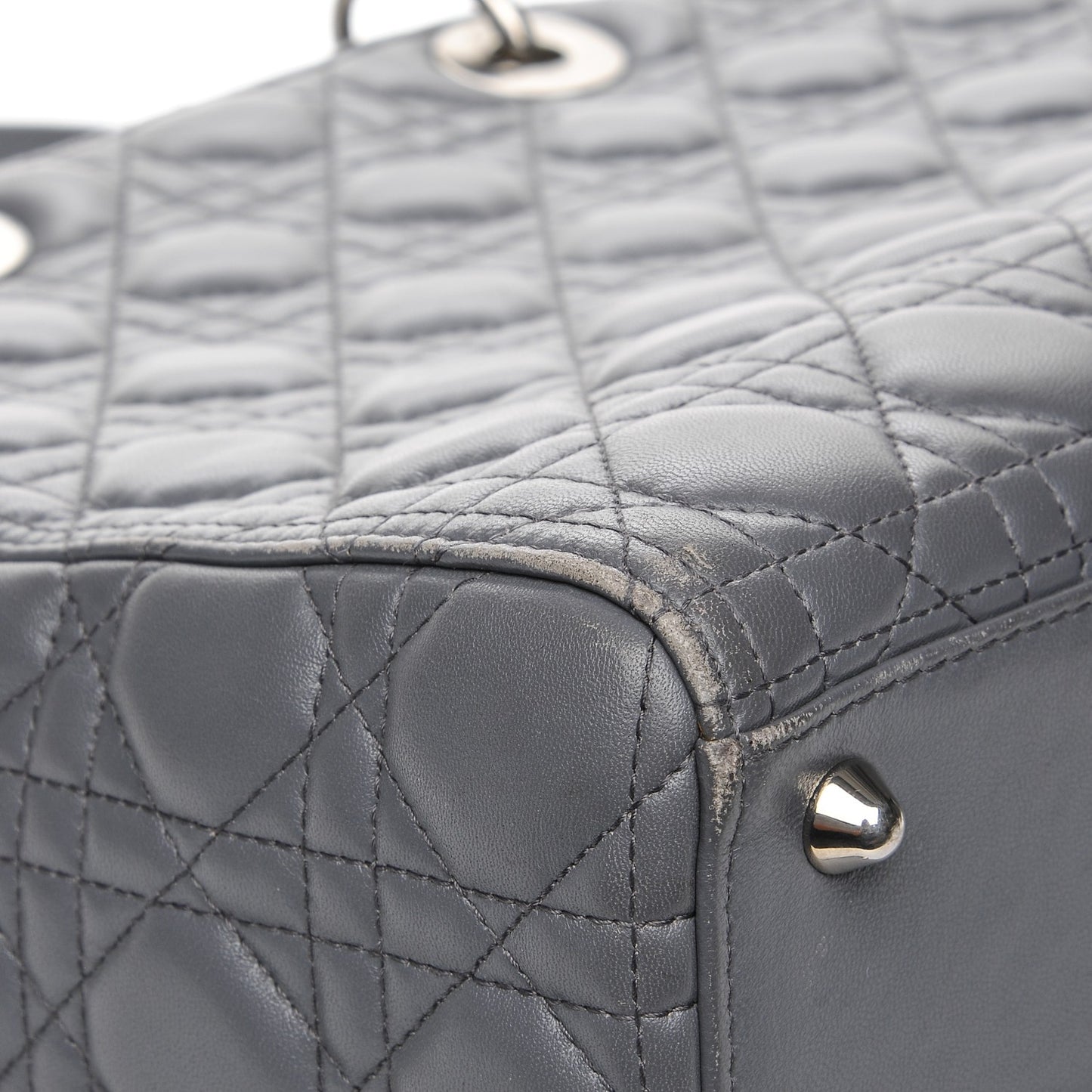 Lambskin Cannage Large Lady Dior Grey