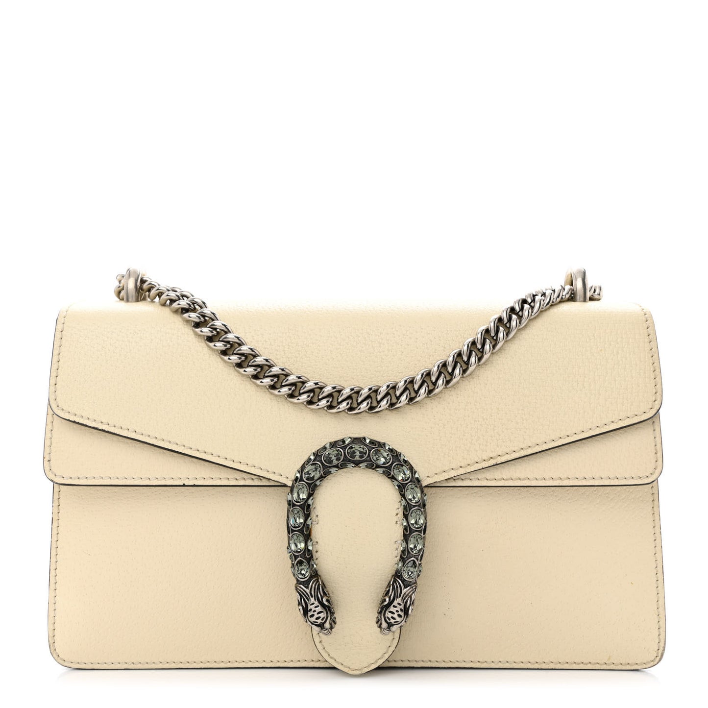 Textured Calfskin Crystal Small Dionysus Shoulder Bag Mystic White
