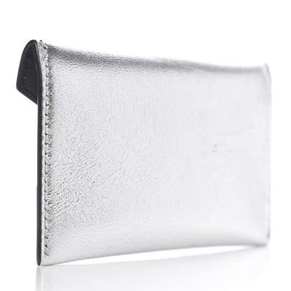 Alexander McQueen Metallic Calfskin Skull Envelope Card Holder Silver 2 of 5