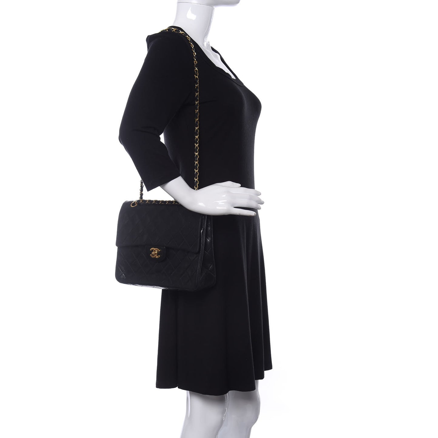 Lambskin Quilted Medium Double Flap Black