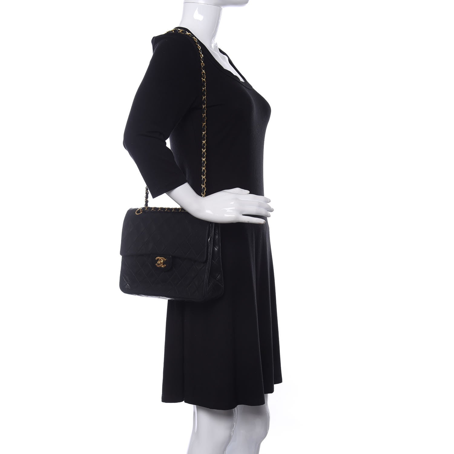 Chanel Lambskin Quilted Medium Double Flap Black 2 of 15