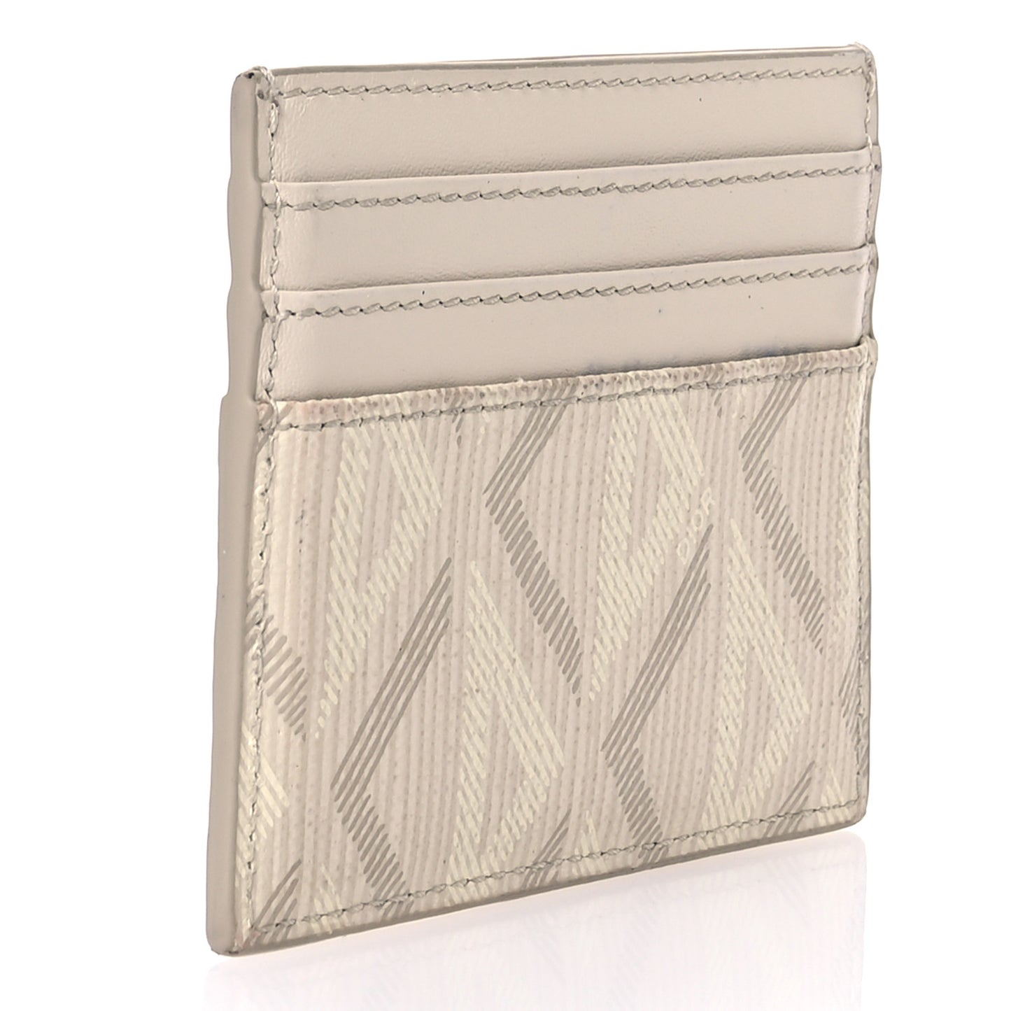 Calfskin CD Diamond Canvas Card Holder Natural
