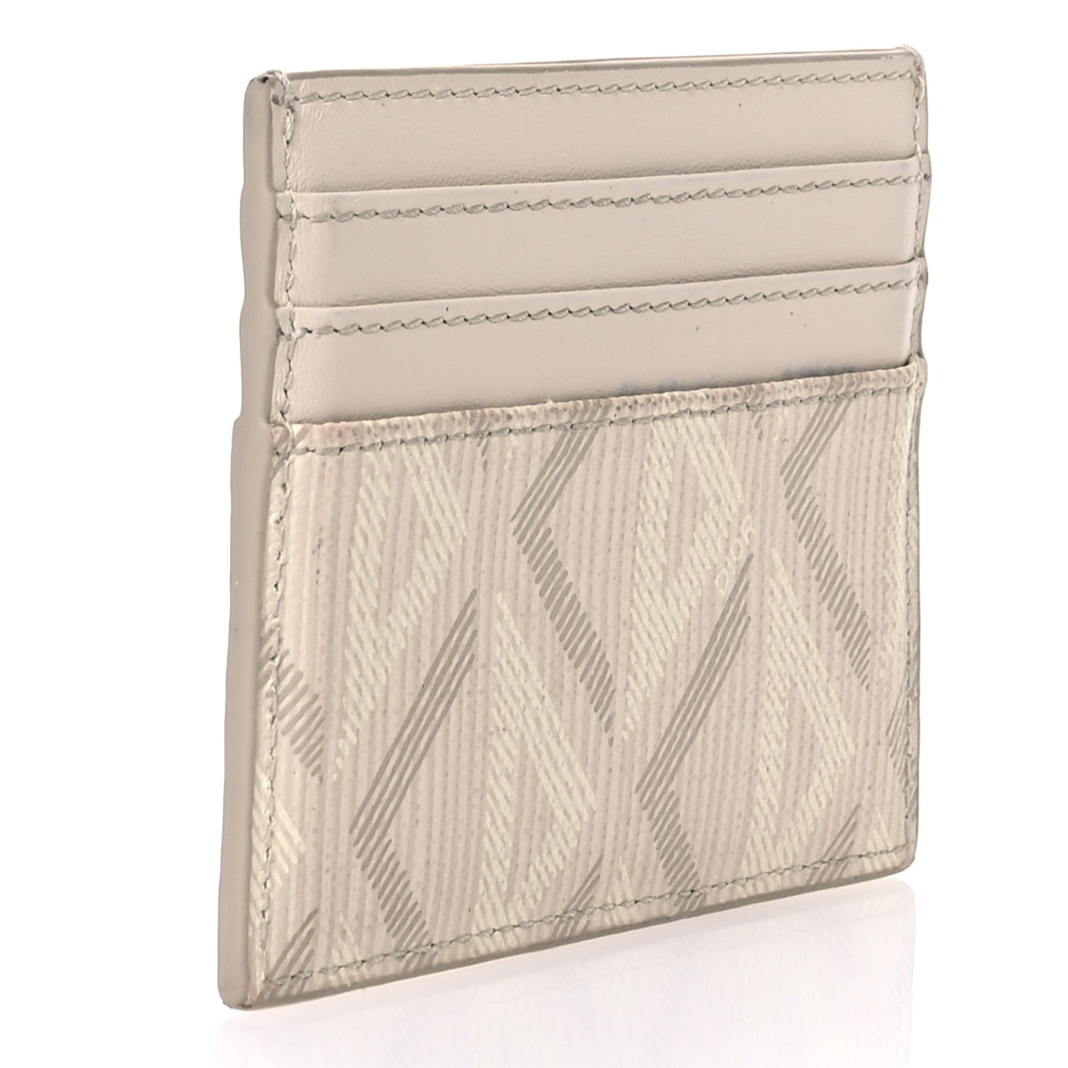 Christian Dior Calfskin CD Diamond Canvas Card Holder Natural 3 of 9