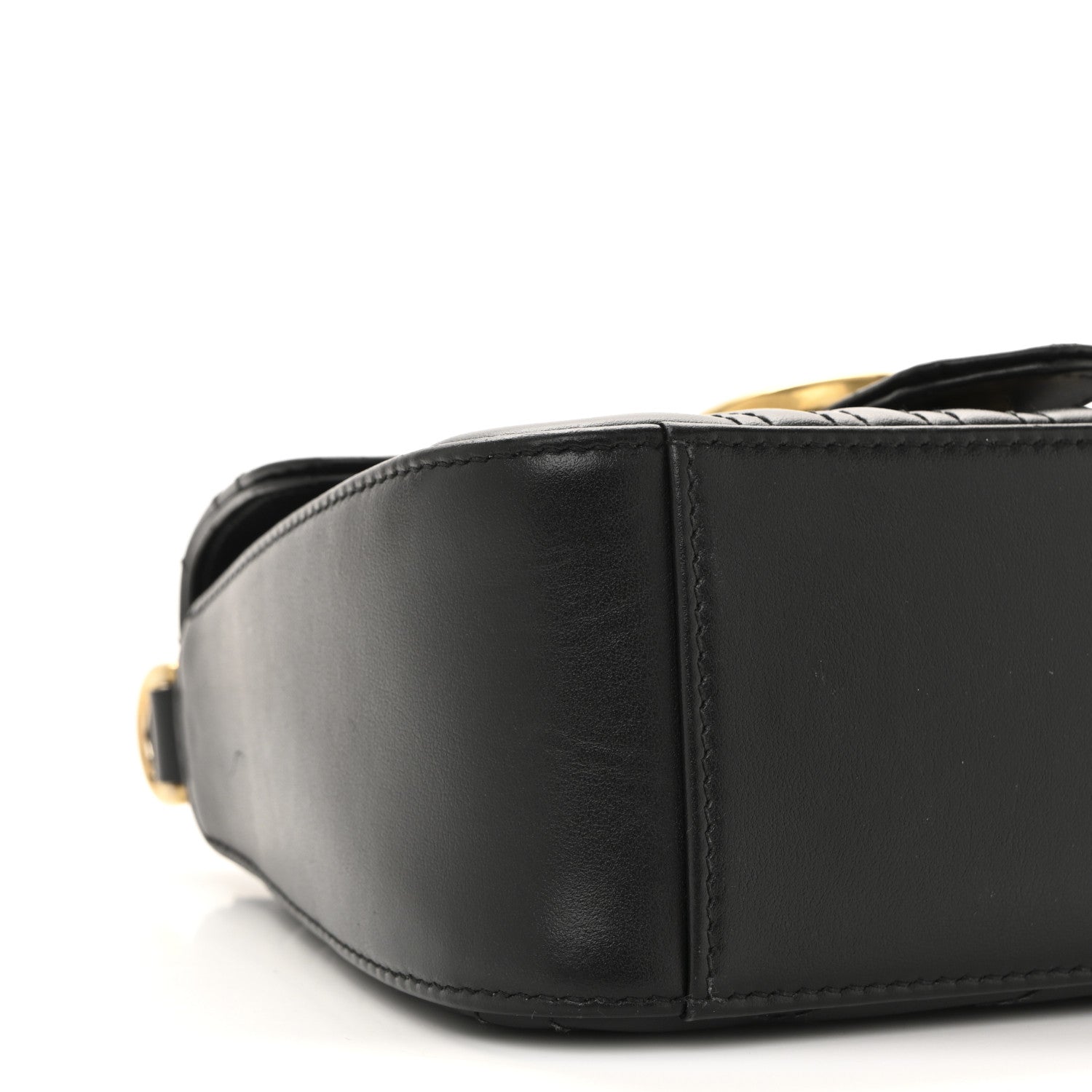 Gucci Calfskin Matelasse Mini GG Marmont Top Handle Shoulder Bag Black 9 of 12