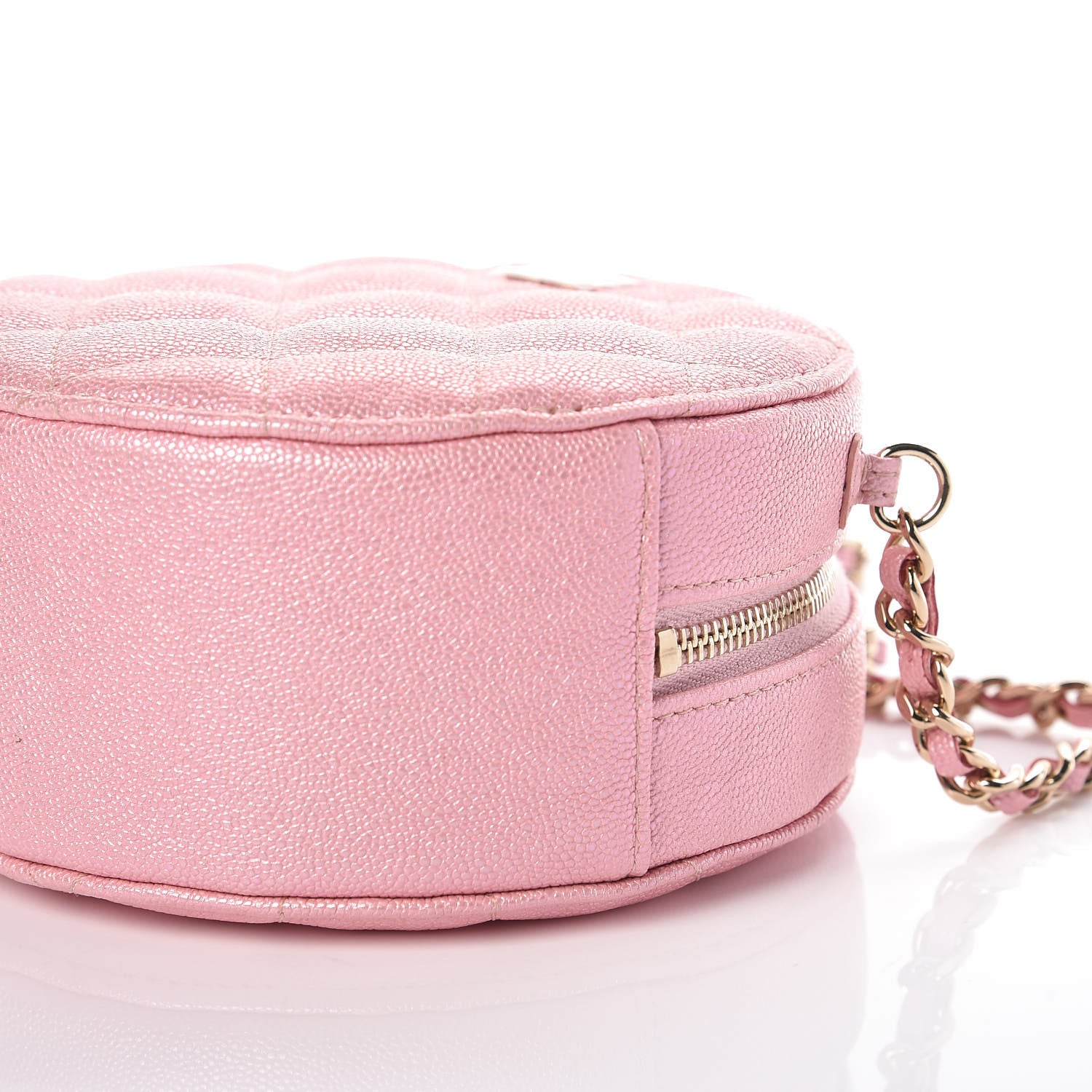 Chanel Iridescent Caviar Quilted Round Clutch With Chain Pink 6 of 10