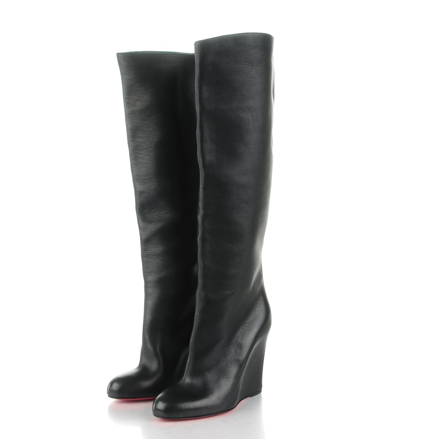 Calfskin Zepita 100 Knee High Wedge Boots 41 Black