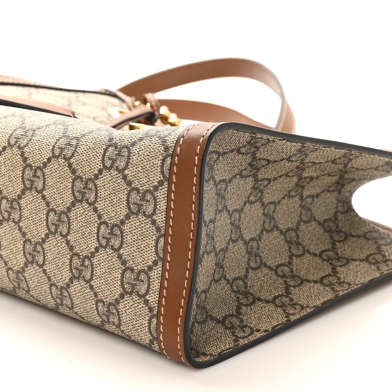 Gucci GG Supreme Monogram Calfskin Small Padlock Tote Beige Ebony Tuscany 10 of 10