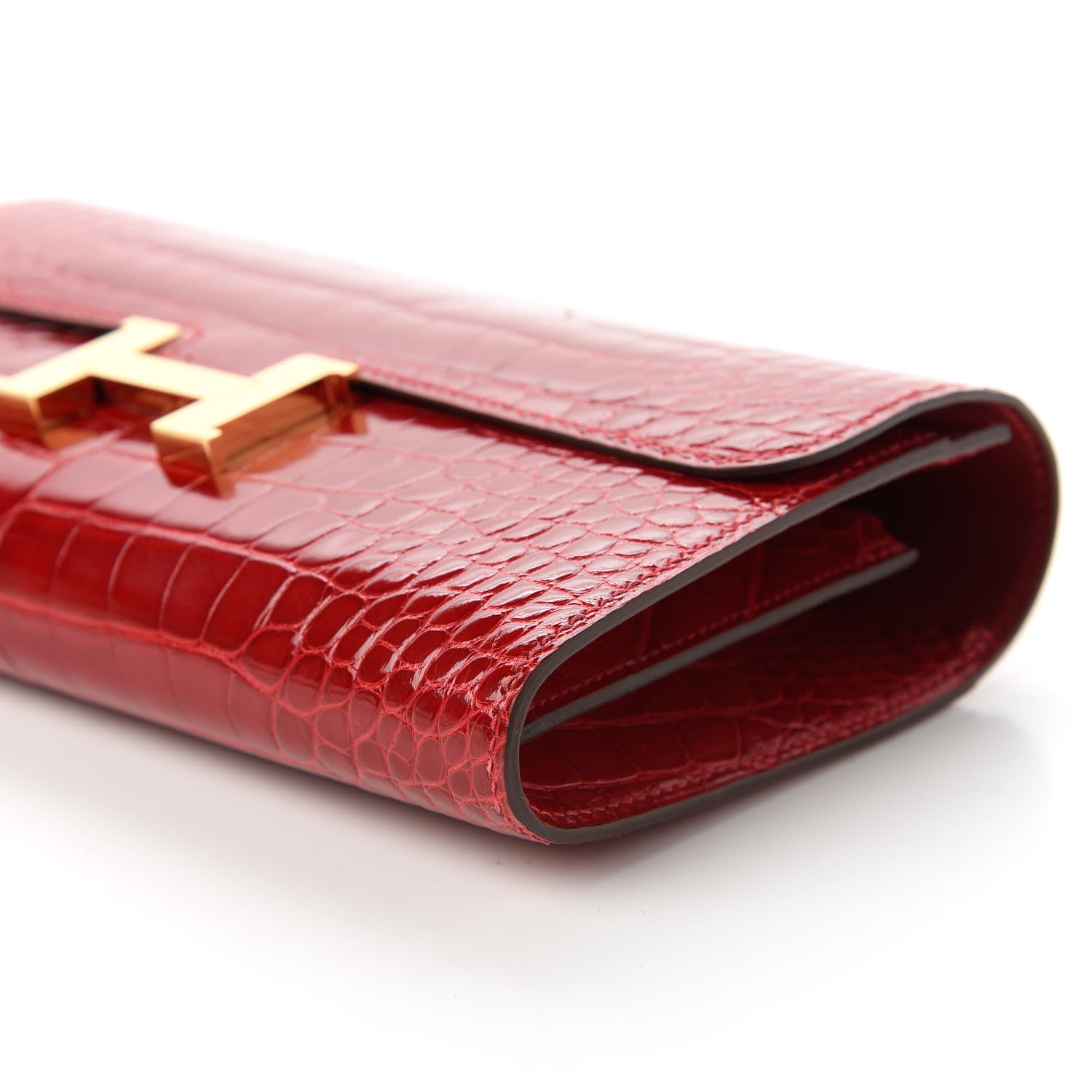 Hermes Shiny Alligator Constance Long Wallet Rouge Vif 7 of 12