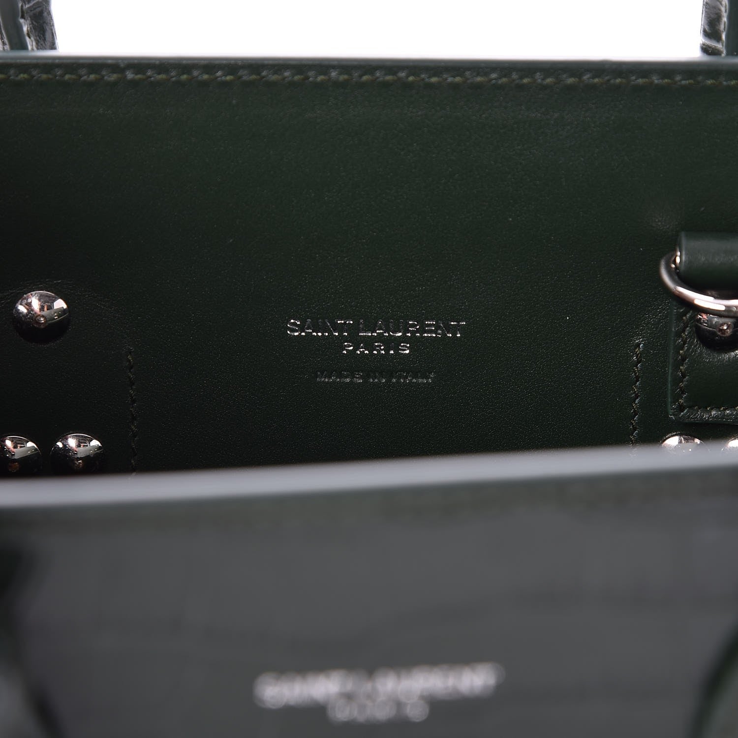 Saint Laurent Calfskin Crocodile Embossed Baby Sac De Jour Dark Leaf 6 of 7