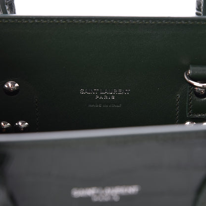 Saint Laurent Calfskin Crocodile Embossed Baby Sac De Jour Dark Leaf 6 of 7