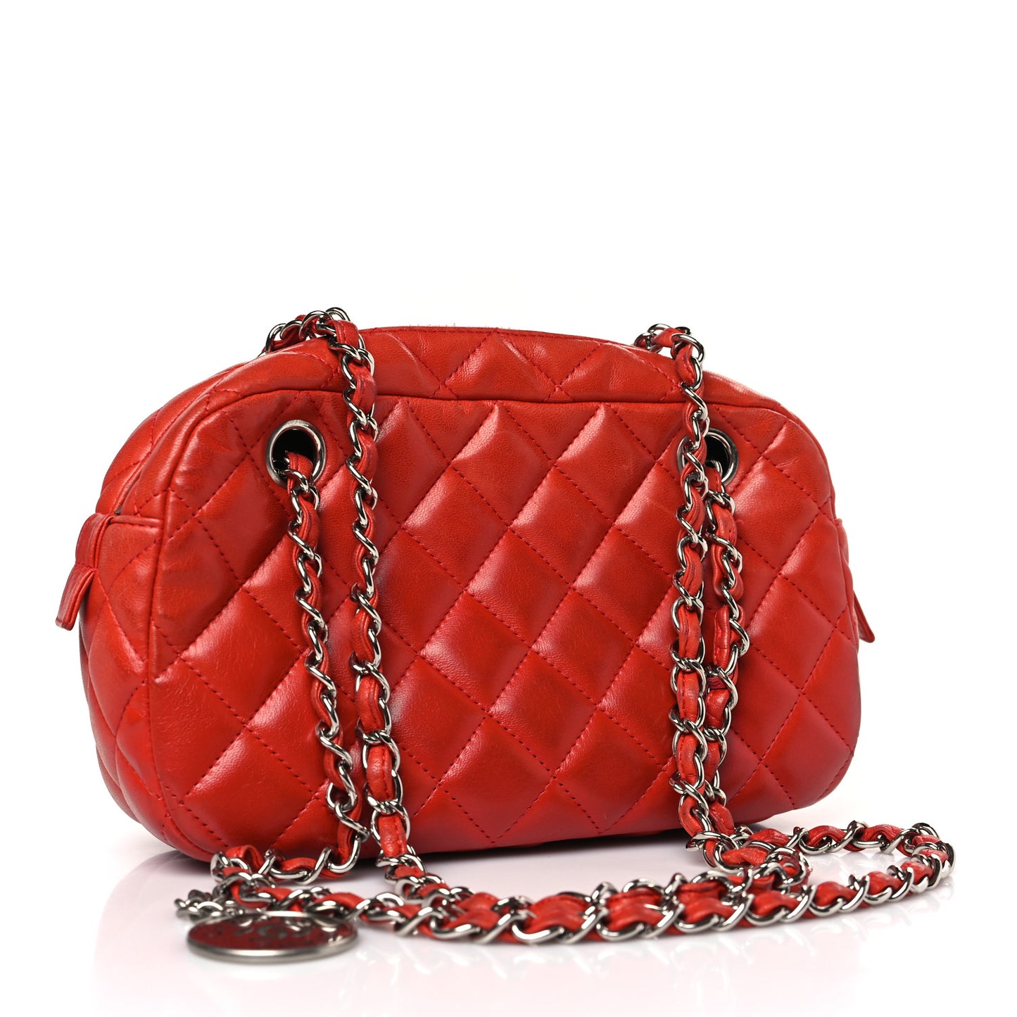 Lambskin Quilted Camera Case Red