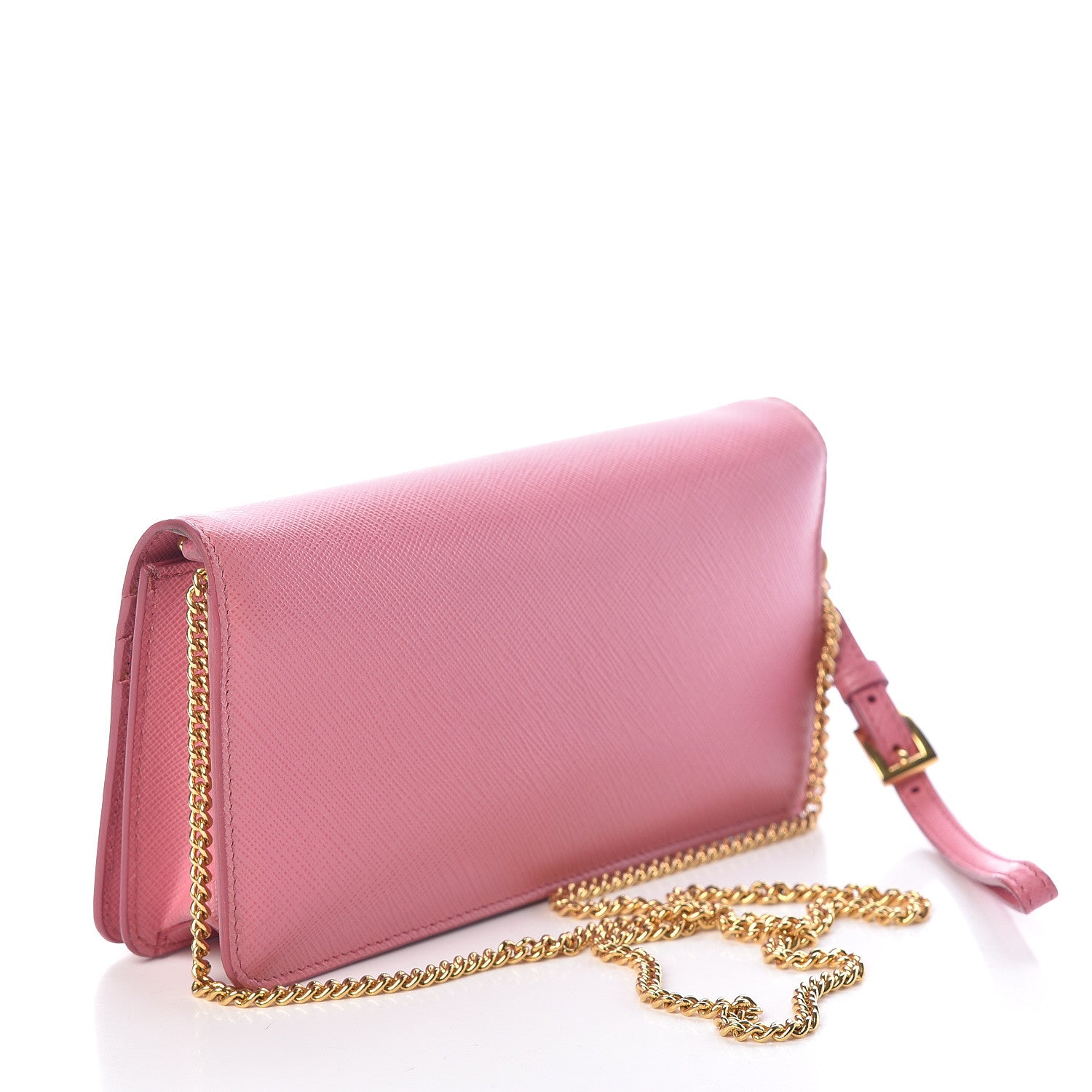 Prada Saffiano Metal Phone Wristlet Crossbody Wallet Begonia 3 of 9