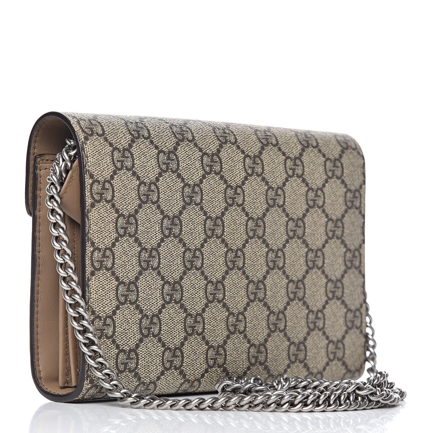GG Supreme Monogram Mini Dionysus Chain Wallet Beige Taupe