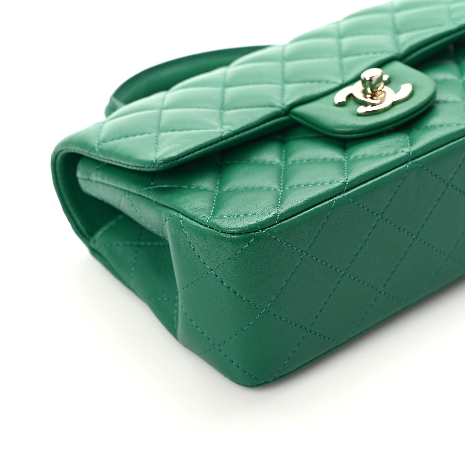 Chanel Lambskin Quilted Mini Top Handle Rectangular Flap Green 11 of 13
