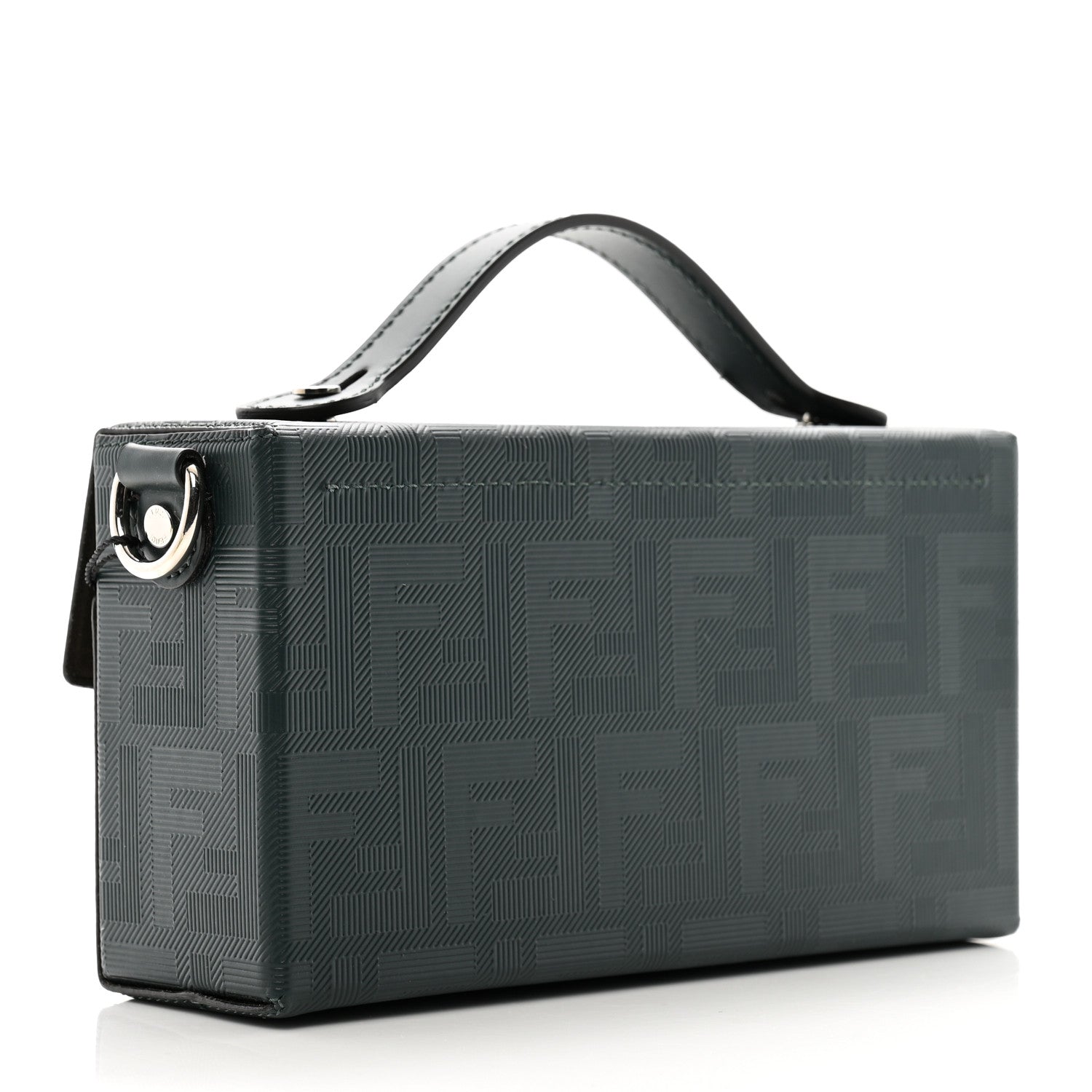 Fendi Vitello King FF Lines Embossed Baguette Soft Trunk Verde Inglese 3 of 10