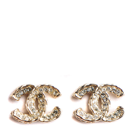 Chanel Crystal CC Earrings Gold Grey 1 of 4