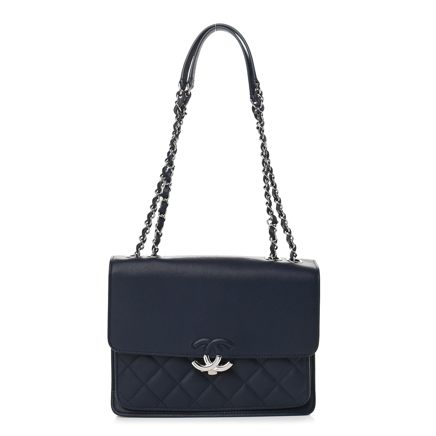 Goatskin Quilted Large CC Box Flap Navy
