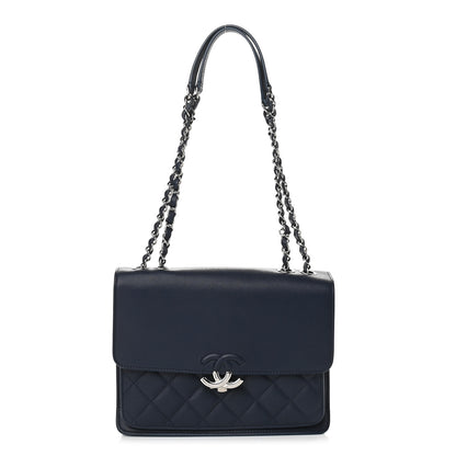 Chanel Goatskin Quilted Large CC Box Flap Navy 1 of 9