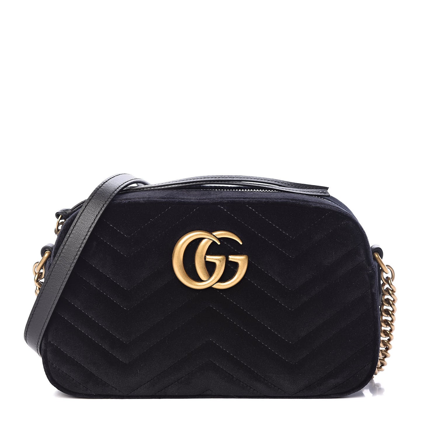 Velvet Matelasse Small GG Marmont Chain Shoulder Bag Black