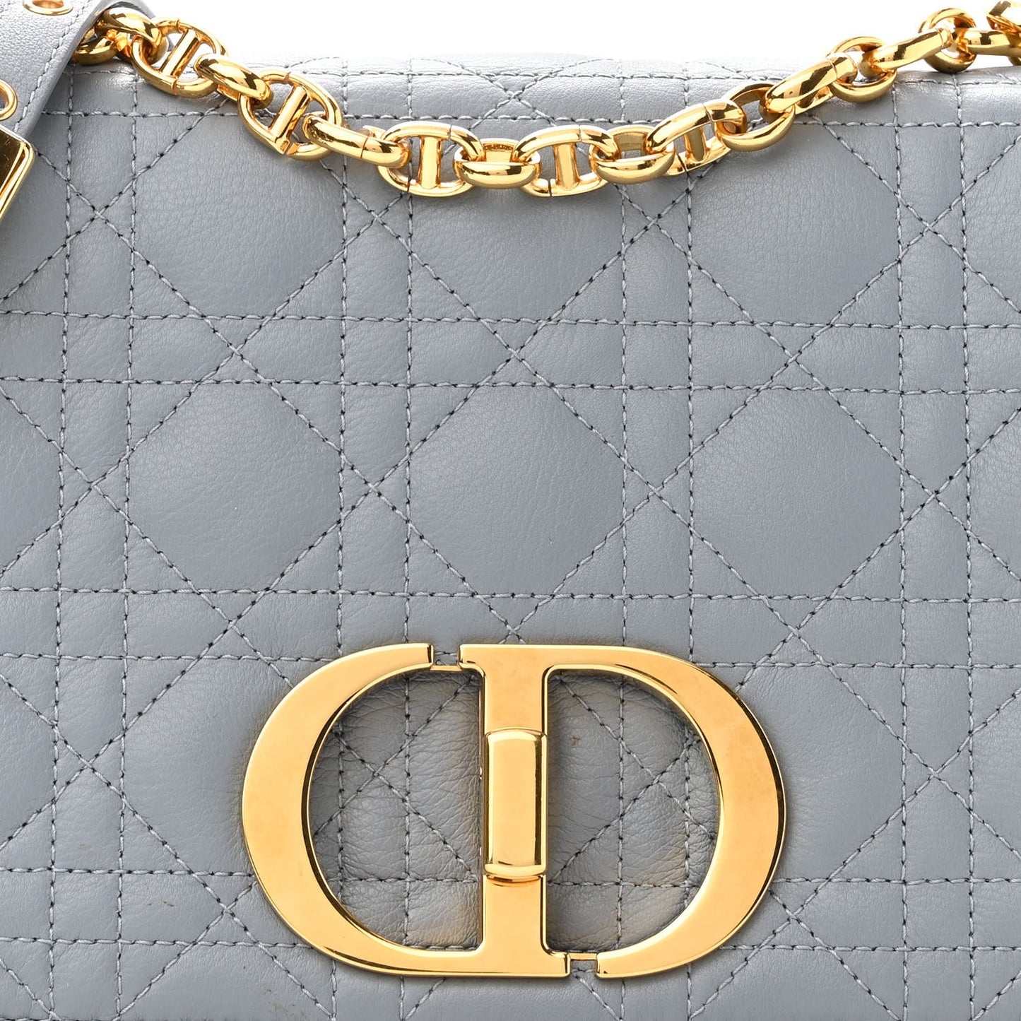 Supple Calfskin Cannage Medium Caro Bag Ethereal Grey