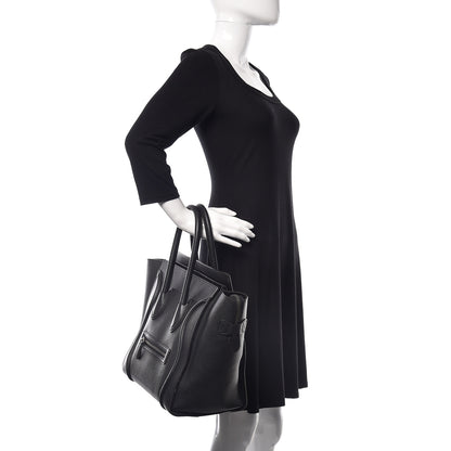 Celine Drummed Calfskin Mini Luggage Black 2 of 25