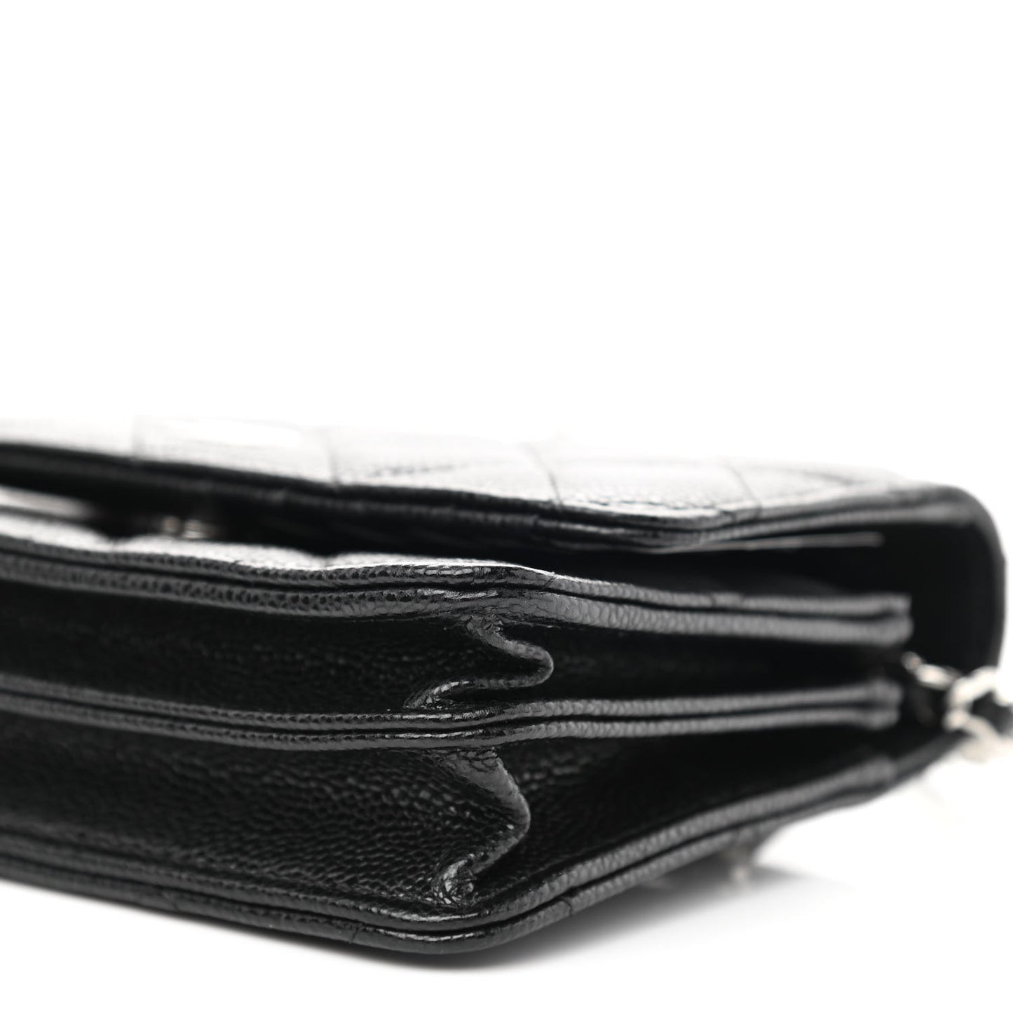 Caviar Quilted Mini Wallet On Chain WOC Black