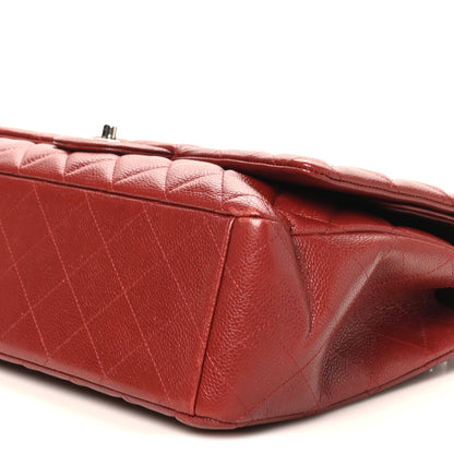 Chanel Caviar Quilted Maxi Double Flap Dark Red 10 of 10