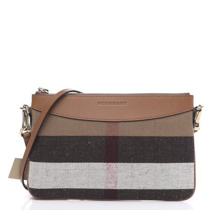 Burberry Mega Check Peyton Crossbody Clutch Bag Saddle Brown 1 of 11