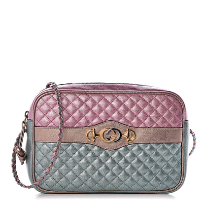 Gucci Laminated Nappa Trapuntata Small Zumi Shoulder Bag Rosa Lago Rame 1 of 9