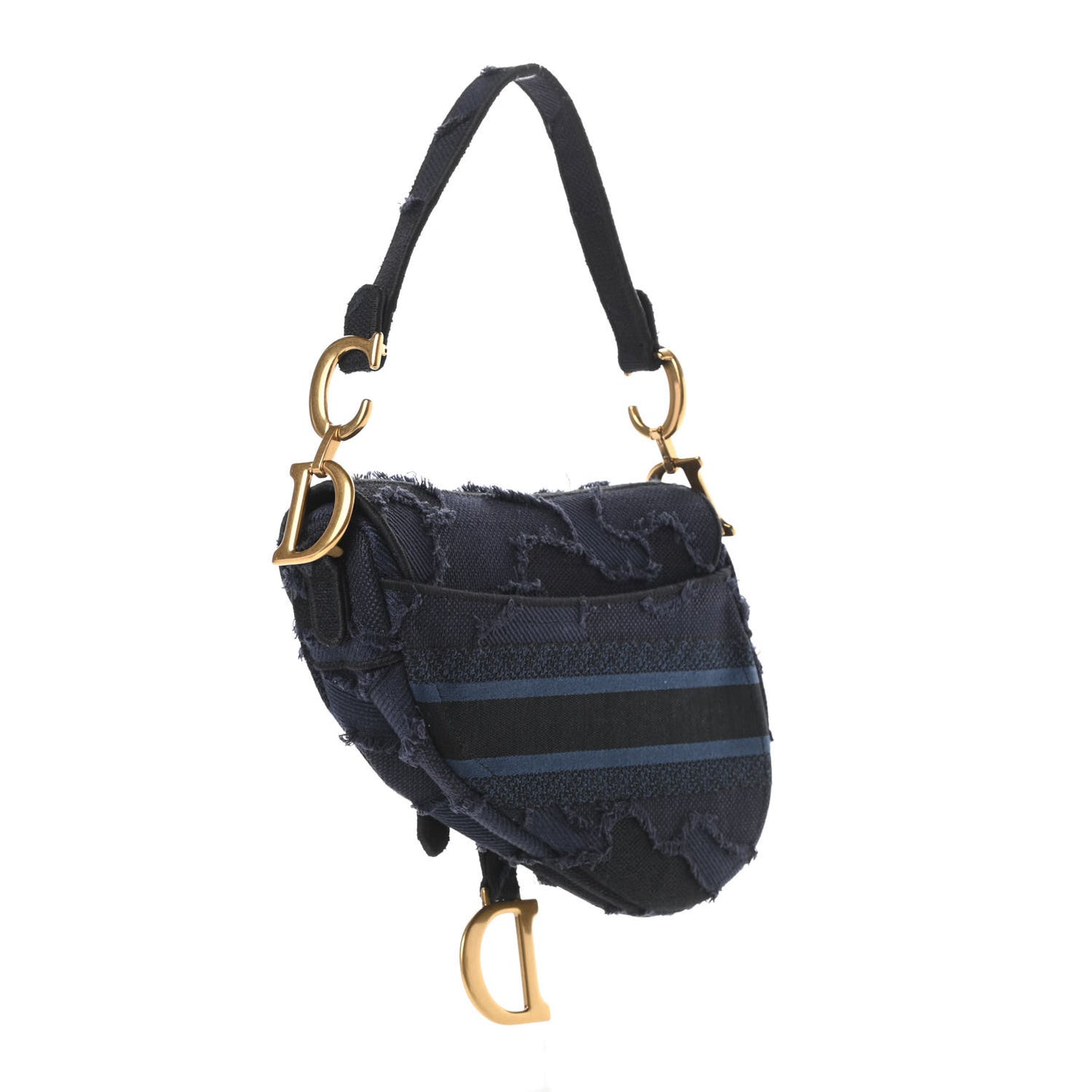 Canvas Embroidered Camouflage Saddle Bag Blue