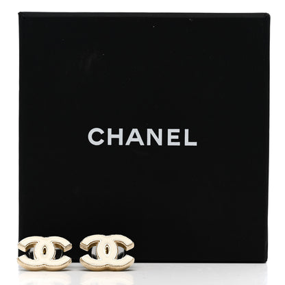 Chanel Enamel CC Earrings Gold White 5 of 5