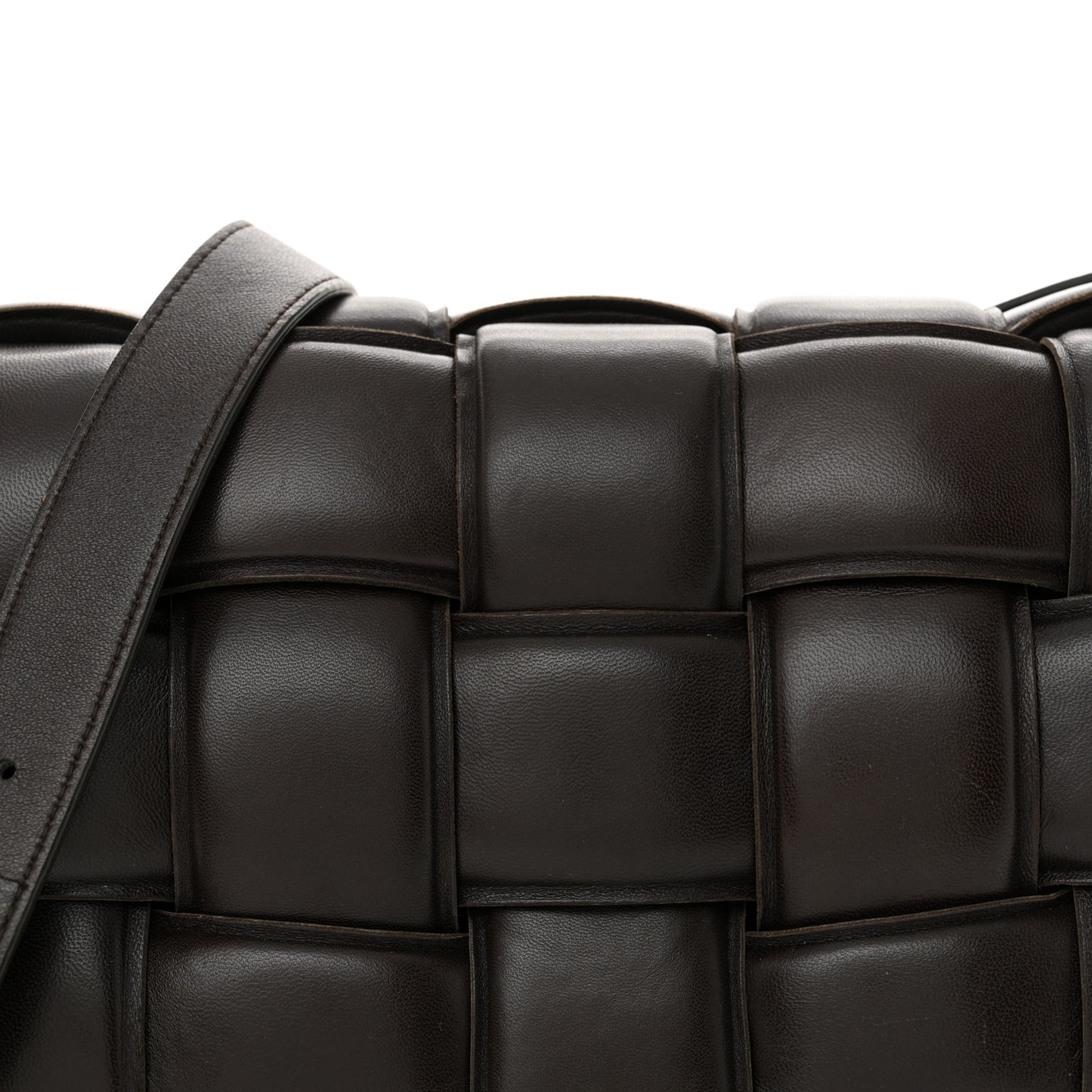 Nappa Maxi Intreccio Padded Cassette Crossbody Bag Fondente