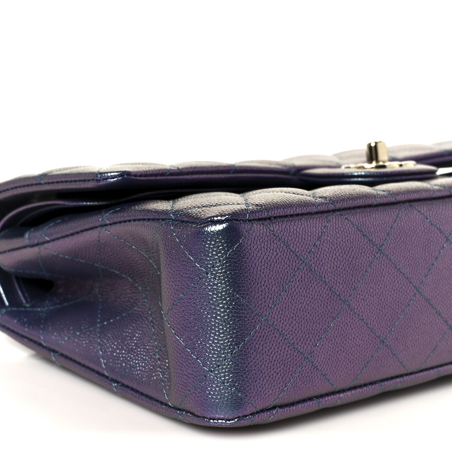 Chanel Iridescent Caviar Quilted Medium Double Flap Purple 10 of 12
