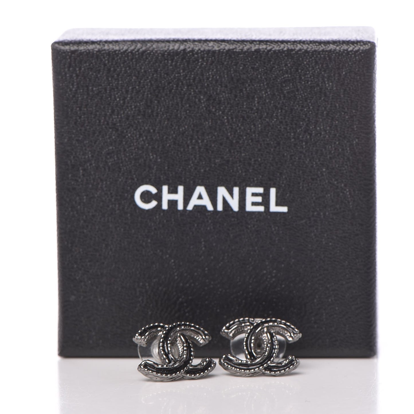 Ruthenium Enamel CC Earrings Black