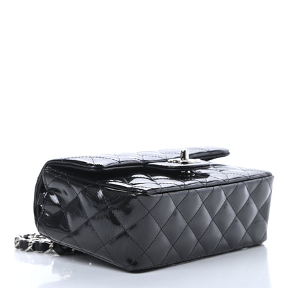 Chanel Striated Patent Calfskin Quilted Mini Rectangular Flap Black 4 of 13