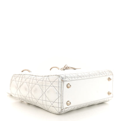 Christian Dior Metallic Grained Calfskin Cannage Small Lady Dior Silver 4 of 17