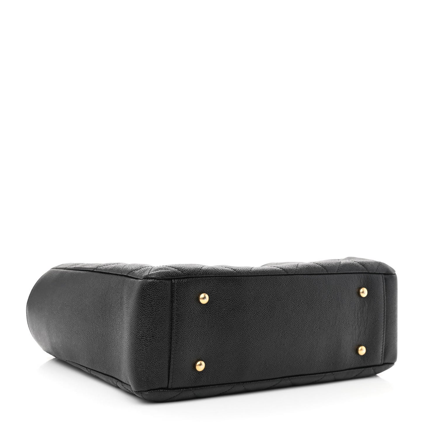 Caviar Quilted Small Shopping Tote Black