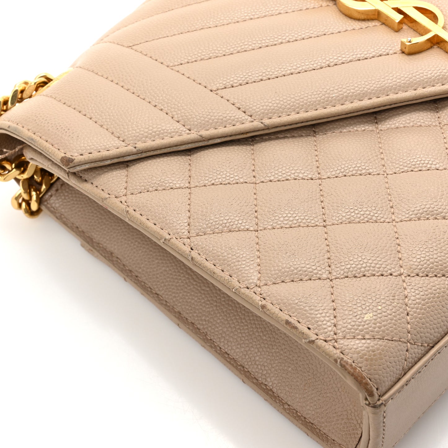 Grain De Poudre Textured Mixed Matelasse Medium Triquilt Monogram Satchel Dark Beige