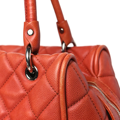 Chanel Caviar Quilted Timeless Bowler Orange 11 of 12