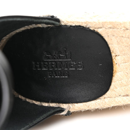 Hermes Calfskin Tipoli Espadrille Wedges 38 Black 8 of 8