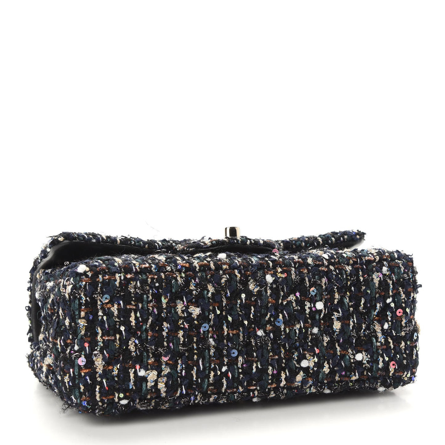 Glittered Tweed Quilted Mini Rectangular Flap Navy Blue Mulitcolor
