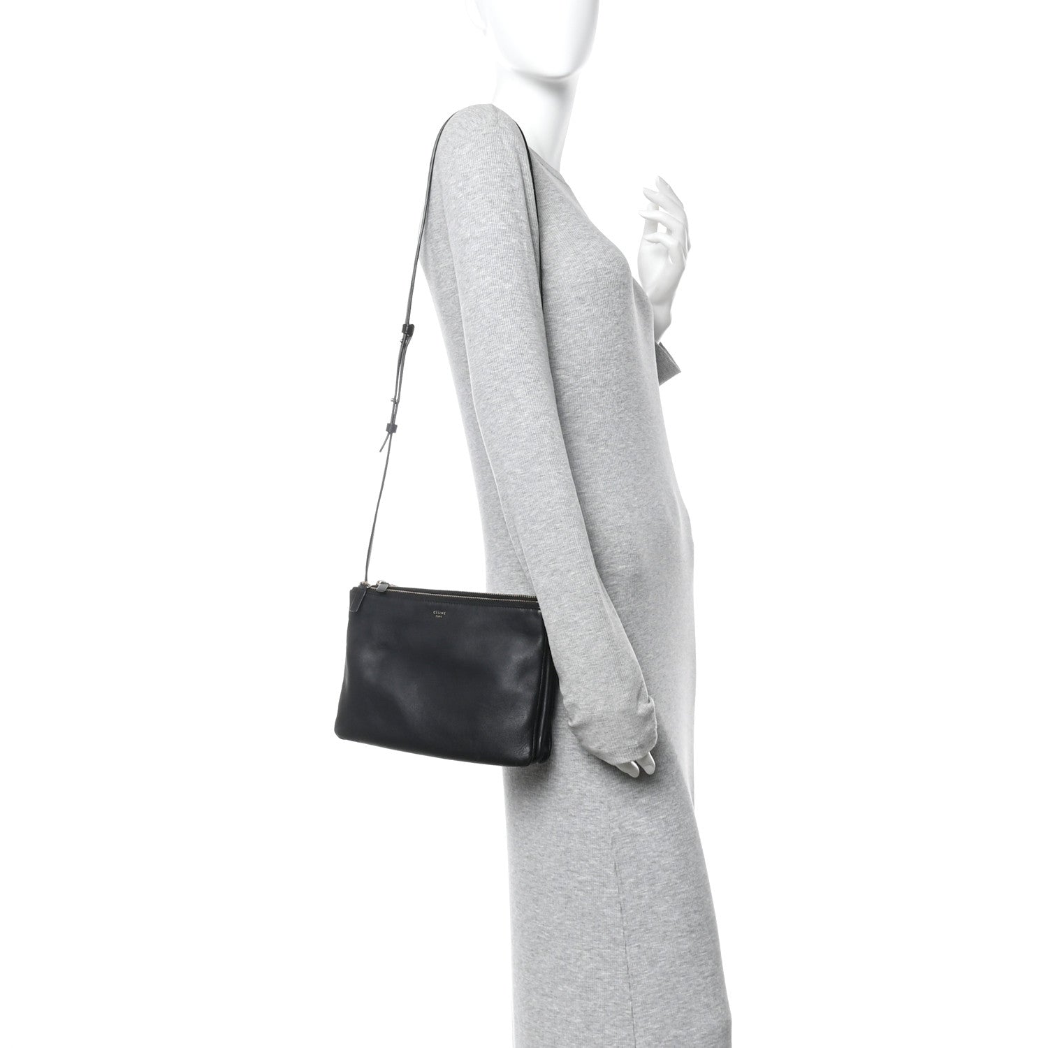 Celine Lambskin Large Trio Crossbody Bag Black 2 of 12