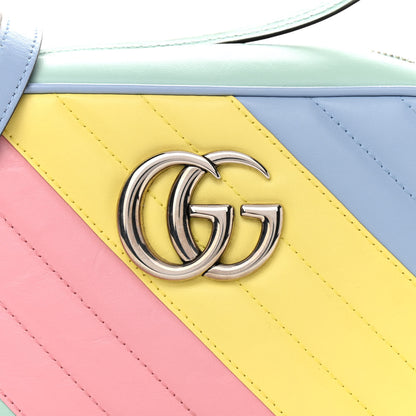 Gucci Calfskin Matelasse Diagonal Small GG Marmont Chain Shoulder Bag Multicolor Pastel 8 of 11