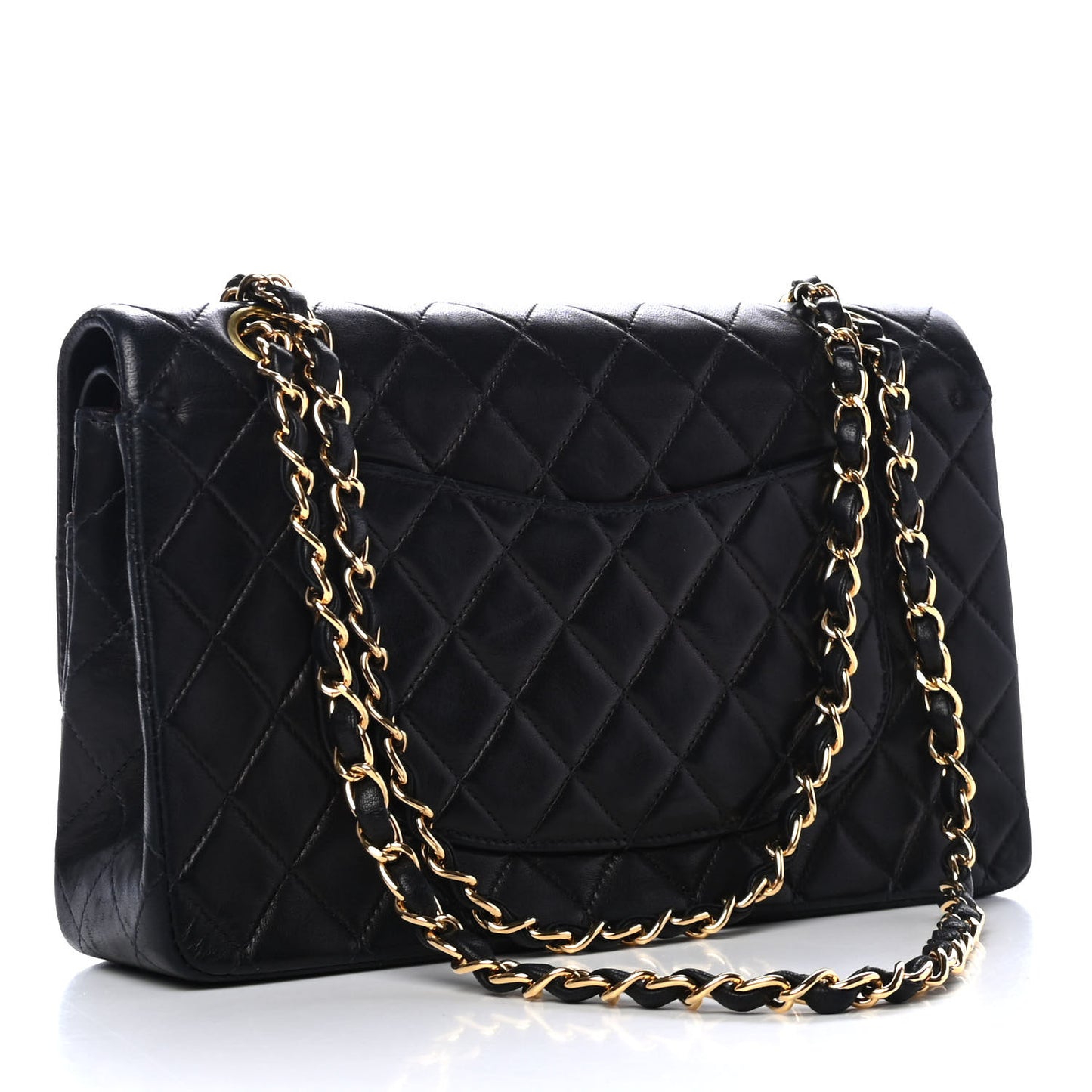 Lambskin Quilted Medium Double Flap Black