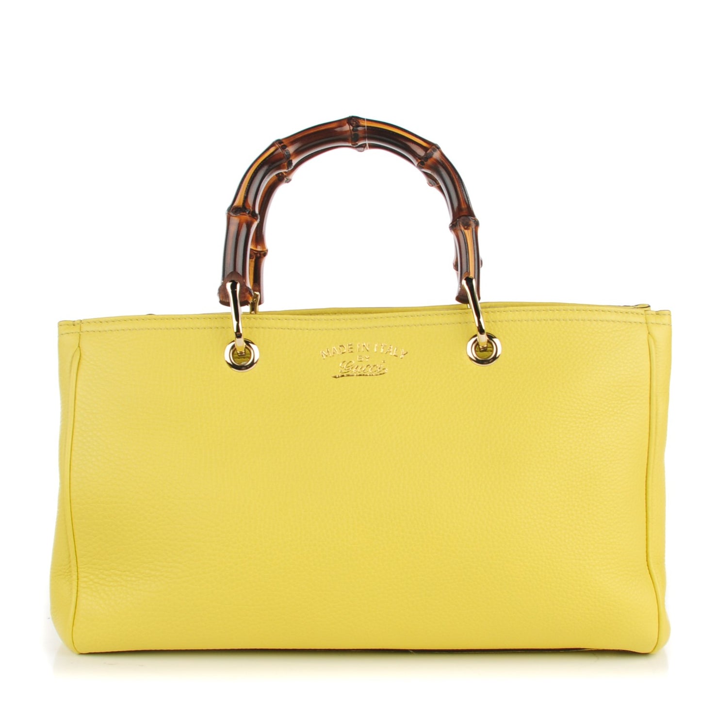 Pebbled Calfskin Medium Bamboo Shopper Tote Citrus
