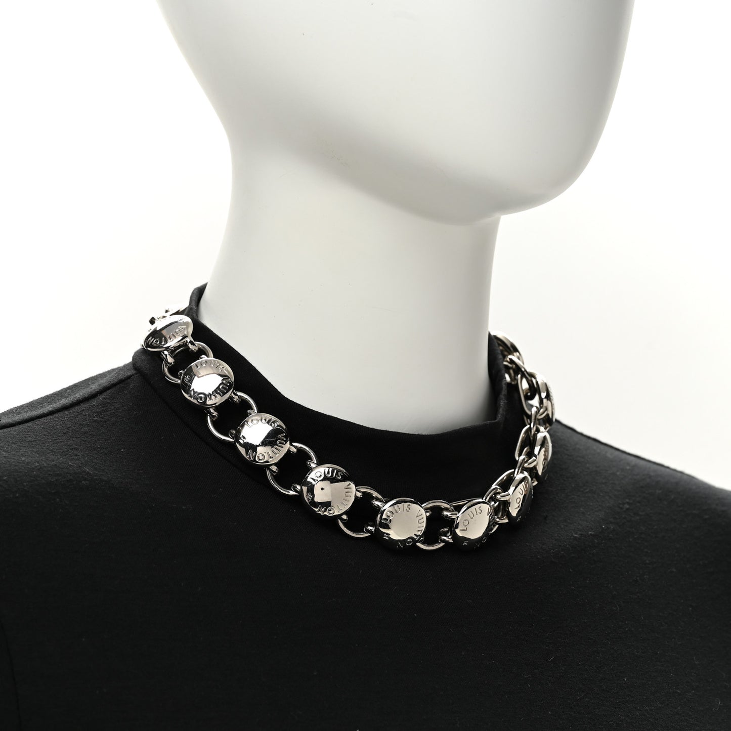 Metal LV Studs Necklace Silver