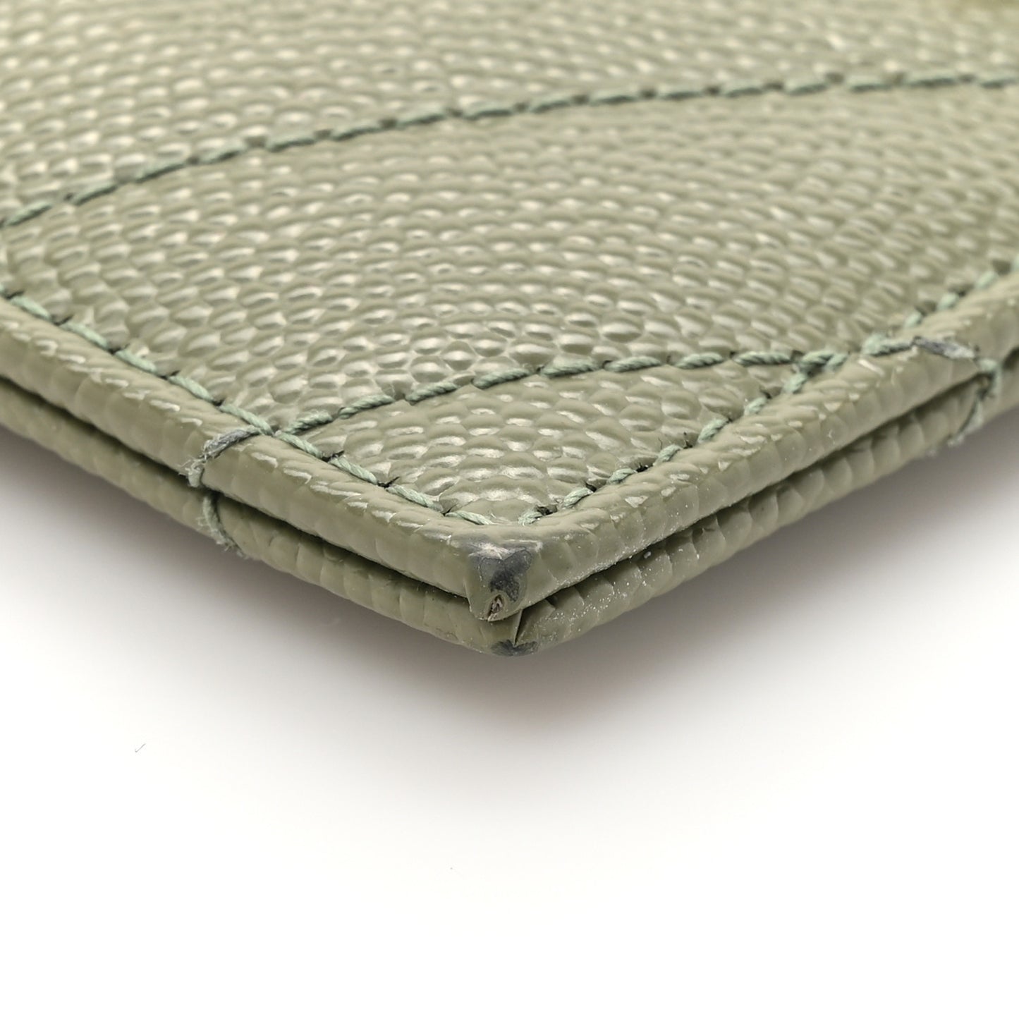 Grain De Poudre Matelasse Chevron Monogram Credit Card Case Light Sage