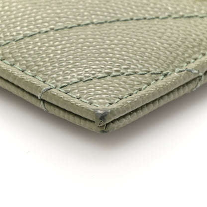 Saint Laurent Grain De Poudre Matelasse Chevron Monogram Credit Card Case Light Sage 9 of 12