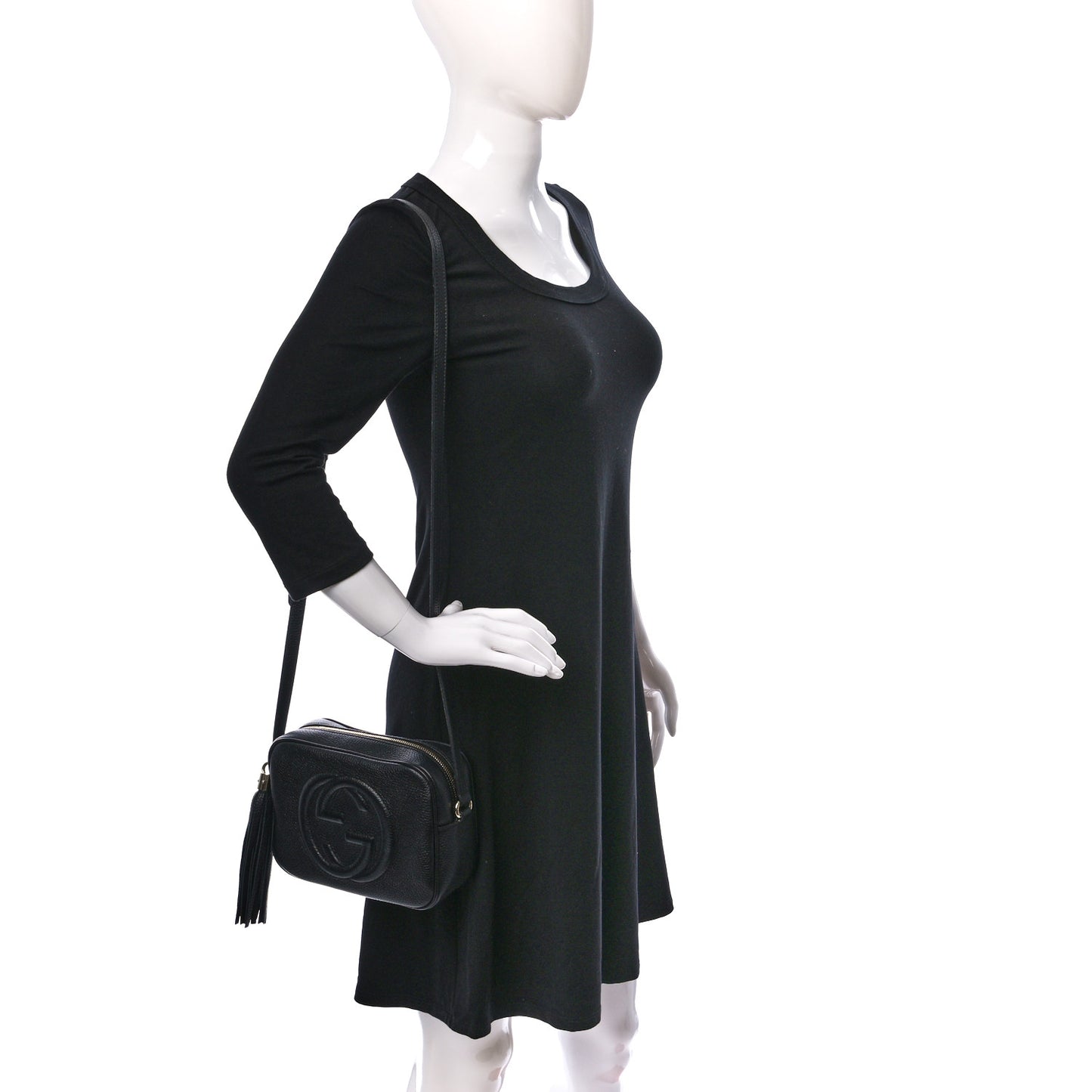 Pebbled Calfskin Small Soho Disco Bag Black